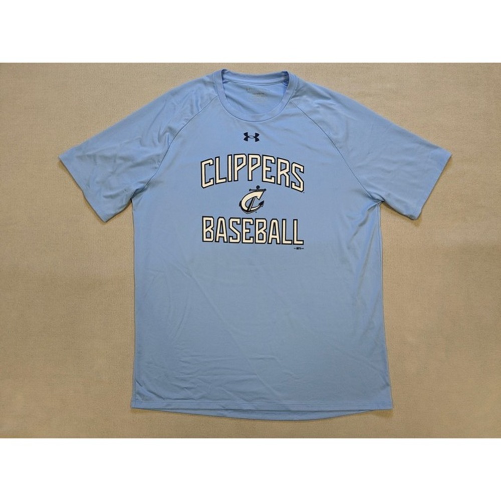 Columbus Clippers Shirt Mens XL Blue Under Armour Tech Tee Training Baseball
